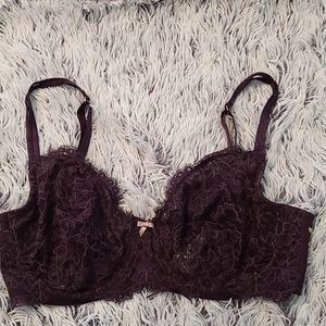 Cacique Unlined Full Coverage Burgundy Bra